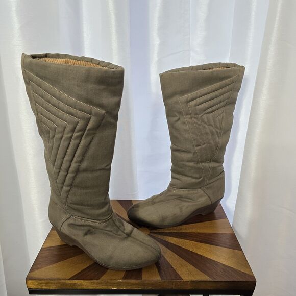 Unbranded Shoes - Vintage 1960s 70s Ski Snow Winter Boots Mod Boho US 6 Quilted Corduroy USA Women